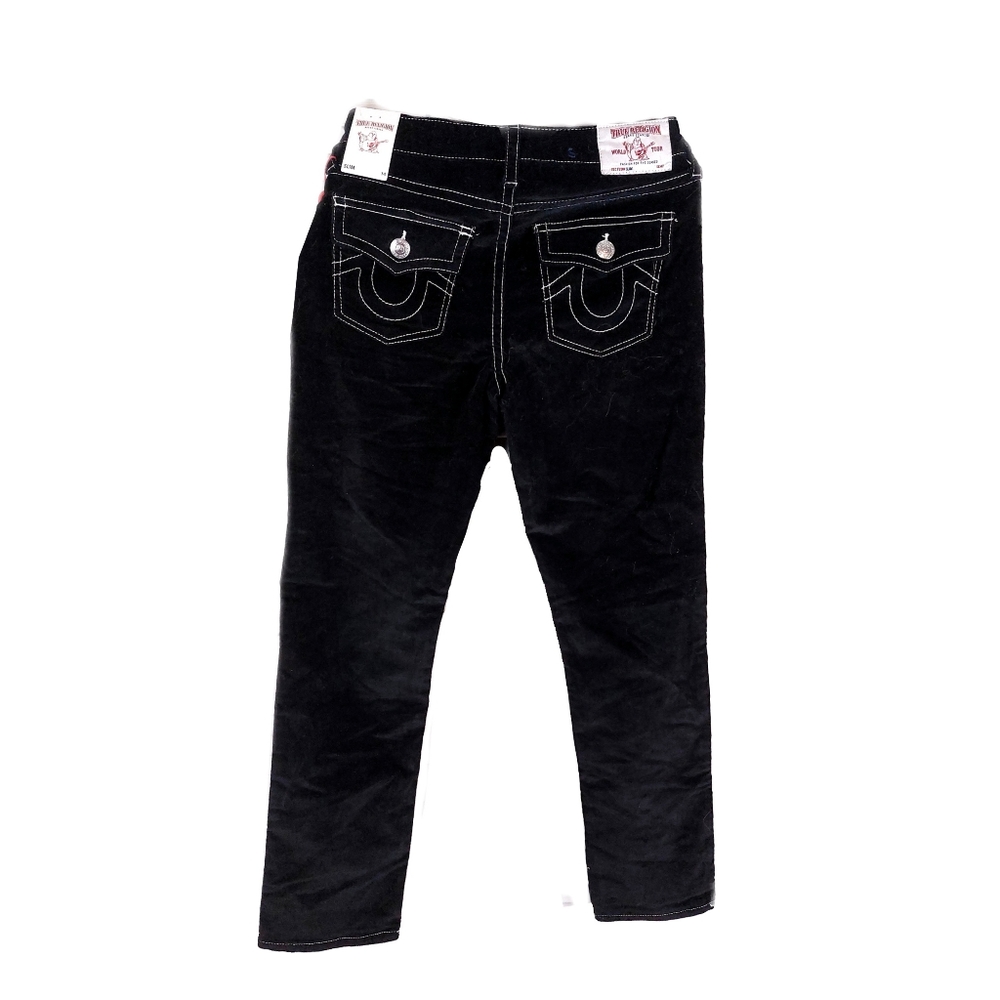 NWT True Religion Girls 14 Slim Black Velveteen Jean - Picture 3 of 6